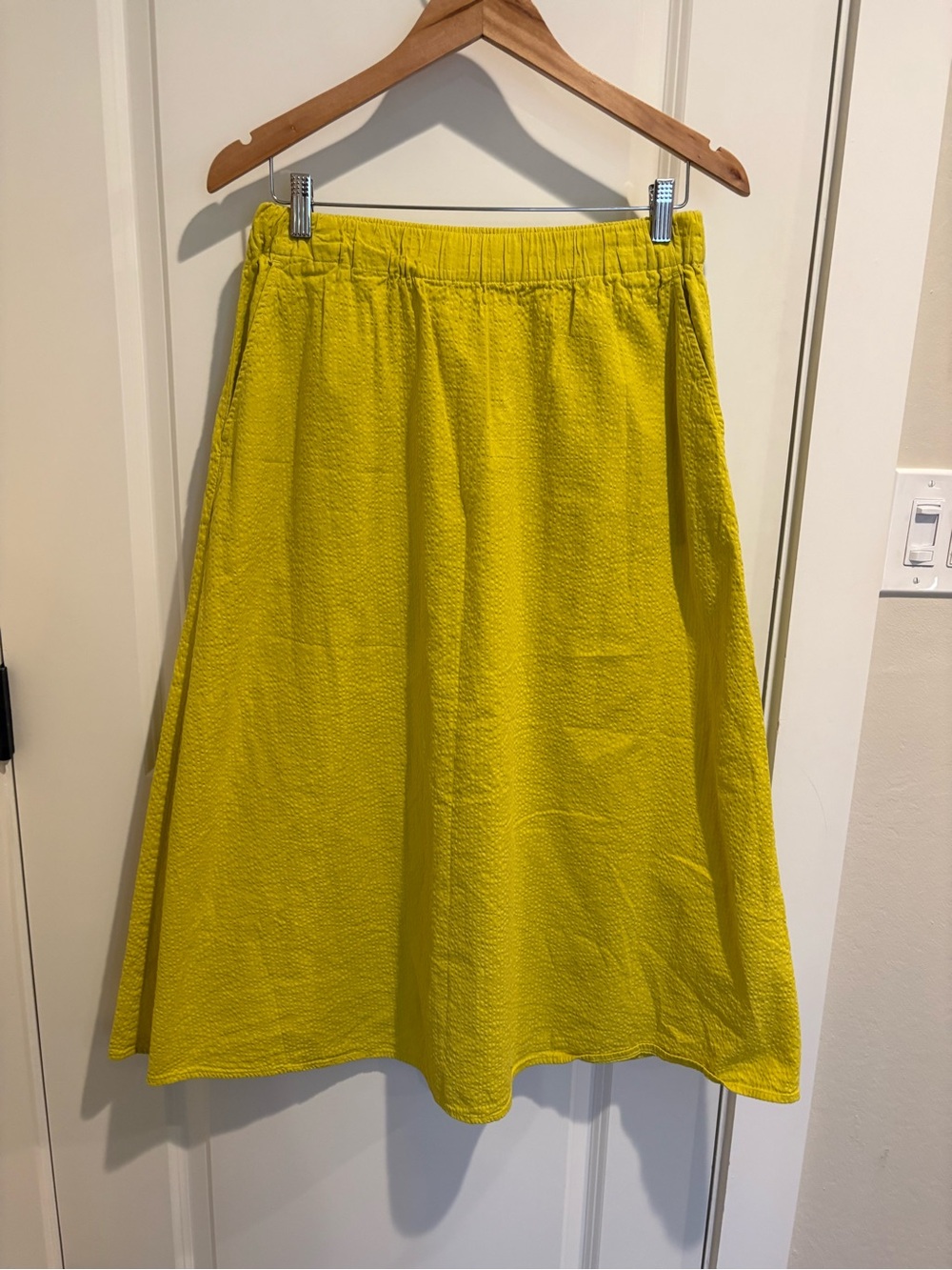 Eileen Fisher - Yellow Chartreuse A-line midi skirt - Size S
